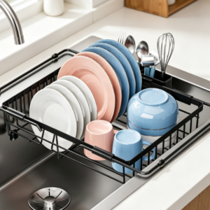 Expandable In-Sink Dish Rack – Multi-functional Organizer (Includes Cutlery Caddy)