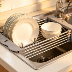 Adjustable Expandable In-Sink Drying Basket – Stainless Steel Fruit & Vegetable Drainer