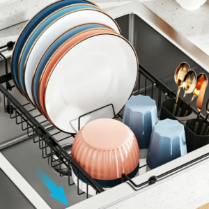 Extra-Thick Heavy-Duty Expandable Dish Rack – In-Sink Stainless Steel Drainer with Locking Mechanism