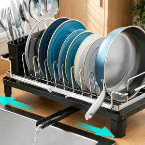 Compact Expandable Dish Rack (with Drainage Spout) – Ideal for Small Spaces