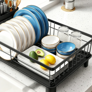 Space-Saving Dish Rack (Includes Drip Tray) – Stainless Steel Plate & Cutlery Organizer